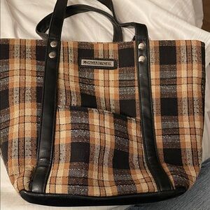 Longaberger Black and Tan Plaid Bag